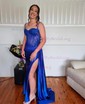 Sheath/Column Sweetheart Satin Corset Prom Dresses With Appliques