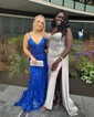 Sheath/Column Sweetheart Satin Corset Prom Dresses With Appliques