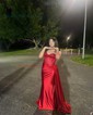 Sheath/Column Sweetheart Satin Corset Prom Dresses With Appliques
