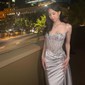 Sheath/Column Sweetheart Satin Corset Prom Dresses With Appliques