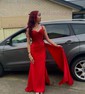 Sheath/Column Sweetheart Satin Corset Prom Dresses With Appliques