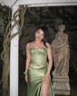 Sheath/Column Sweetheart Satin Corset Prom Dresses With Appliques