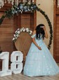 Ball Gown Off-the-shoulder Tulle Prom Dresses With Appliques