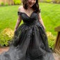 Ball Gown Off-the-shoulder Tulle Prom Dresses With Appliques