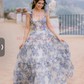 Ball Gown Sweetheart Chiffon Floral Prom Dresses With Ruched