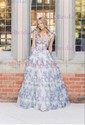 Ball Gown Sweetheart Chiffon Floral Prom Dresses With Ruched