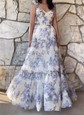 Ball Gown Sweetheart Chiffon Floral Prom Dresses With Ruched
