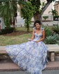 Ball Gown Sweetheart Chiffon Floral Prom Dresses With Ruched