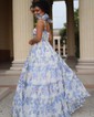 Ball Gown Sweetheart Chiffon Floral Prom Dresses With Ruched