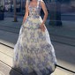 Ball Gown Sweetheart Chiffon Floral Prom Dresses With Ruched