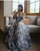 Ball Gown Sweetheart Chiffon Floral Prom Dresses With Ruched