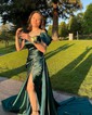 Sheath/Column Off-the-shoulder Satin Prom Dresses With Ruched