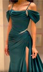 Sheath/Column Off-the-shoulder Satin Prom Dresses With Ruched