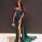 Sheath/Column Off-the-shoulder Satin Prom Dresses With Ruched