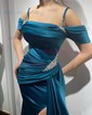 Sheath/Column Off-the-shoulder Satin Prom Dresses With Ruched