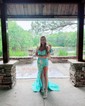 Sheath/Column V-neck Sparkly Sequin Prom Dresses With Appliques