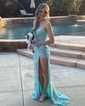 Sheath/Column V-neck Sparkly Sequin Prom Dresses With Appliques
