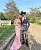 Sheath/Column V-neck Sparkly Sequin Prom Dresses With Appliques
