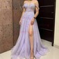 Ball Gown Off-the-shoulder Tulle Prom Dresses With Appliques