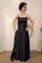 A-line Scoop Neck Satin Prom Dresses With Ruched
