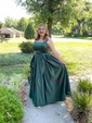 A-line Scoop Neck Satin Prom Dresses With Ruched