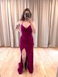 Sheath/Column Cowl Neck Glitter Prom Dresses With Ruched