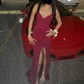 Sheath/Column Cowl Neck Glitter Prom Dresses With Ruched