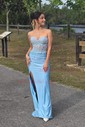 Mermaid Strapless Stretch Crepe Corset Prom Dresses With Appliques