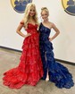 Ball Gown One Shoulder Sequin Tiered Prom Dresses