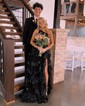 Ball Gown One Shoulder Sequin Tiered Prom Dresses