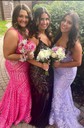 Mermaid Square Neck Lace Tulle Prom Dresses With Appliques