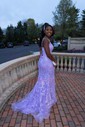 Mermaid Square Neck Lace Tulle Prom Dresses With Appliques
