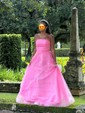 Princess Strapless Tulle Ruffle Prom Dresses