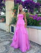 Princess Strapless Tulle Ruffle Prom Dresses