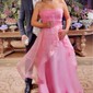 Princess Strapless Tulle Ruffle Prom Dresses
