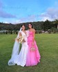 Princess Strapless Tulle Ruffle Prom Dresses
