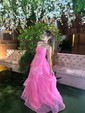 Princess Strapless Tulle Ruffle Prom Dresses