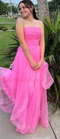 Princess Strapless Tulle Ruffle Prom Dresses