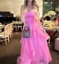 Princess Strapless Tulle Ruffle Prom Dresses