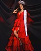 Ball Gown V-neck Taffeta Ruffle Tiered Prom Dresses